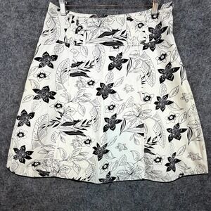 Connection 18 A-Line Skirt Womens Small White Black Floral Simple Office Chic